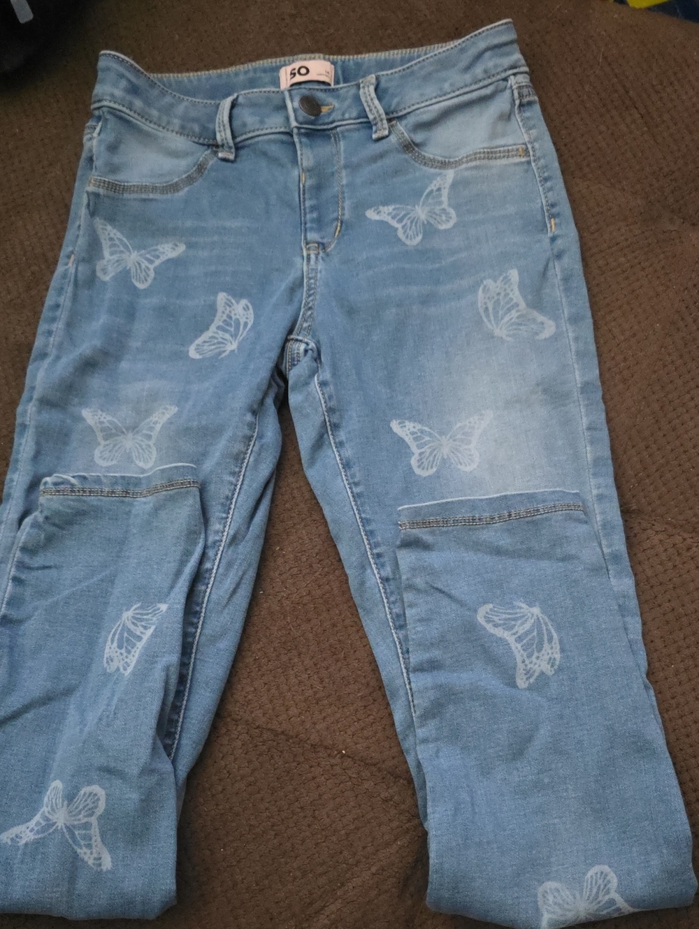 Sonoma Light Blue Girls' Jeans with White Butterfly Motif